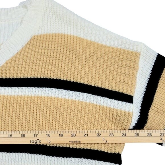 Women's plus 1X Shein V-Neck Off The Shoulder Raw Hem Fall Colorblock Sweater - Picture 8 of 11